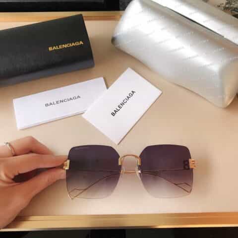 BALENCIAGA巴黎世家镜腿金属双B字母logo太阳眼镜