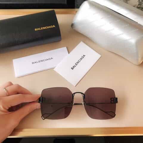 BALENCIAGA巴黎世家镜腿金属双B字母logo太阳眼镜