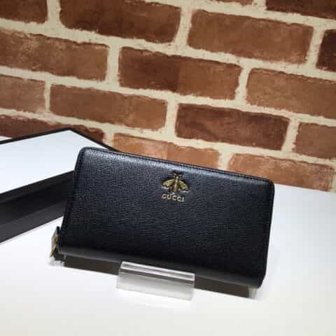 GUCCI古驰Animalier系列皮革全拉链式钱包523667