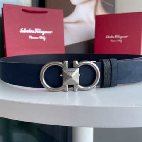 Ferragam菲拉格慕   双面用头层绒甩牛皮荔枝纹理腰带3.5cm