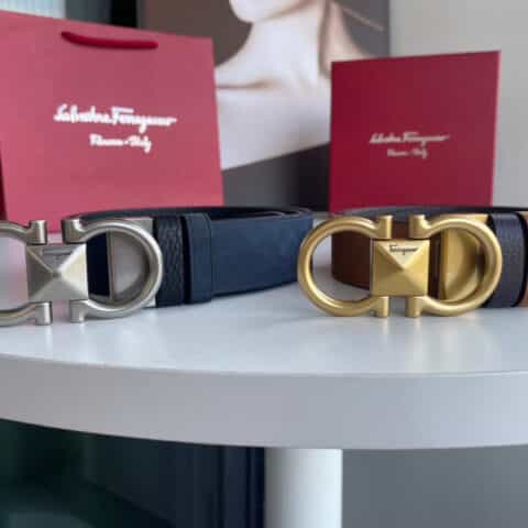Ferragam菲拉格慕   双面用头层绒甩牛皮荔枝纹理腰带3.5cm