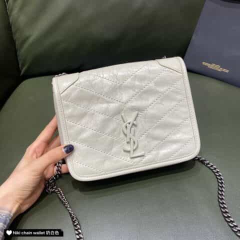 Saint laurent Ysl niki chain wallet小挎包 583103奶白色