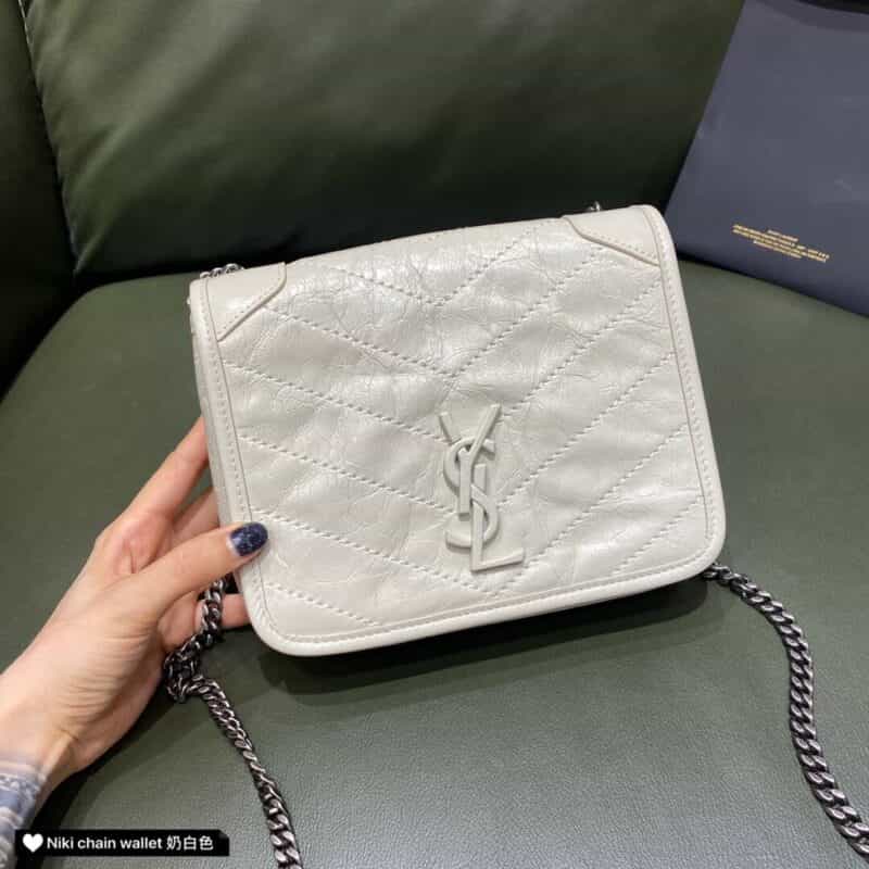 Saint laurent Ysl niki chain wallet小挎包 583103奶白色