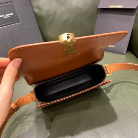 Saint laurent Ysl Solferino Box Bag 634306牛皮配帆布