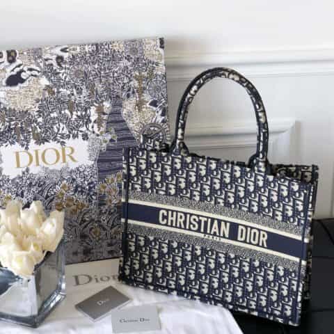 Dior蓝色刺绣Oblique印花Book Tote手袋 M1296ZRIW_M928