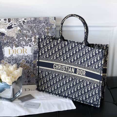 Dior蓝色刺绣Oblique印花Book Tote手袋 M1286ZRIW_M928