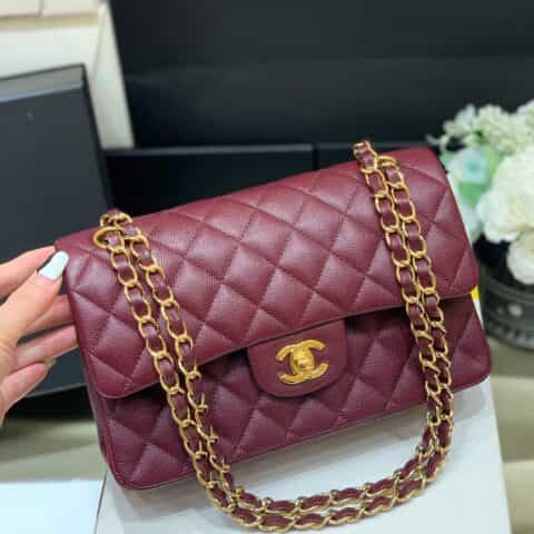 Chanel CF23 Classic flap bag A01113球纹牛皮葡萄紫