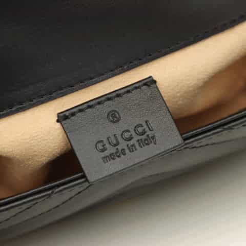 Gucci古奇Marmont绗缝super mini斜挎链条包476433黑色