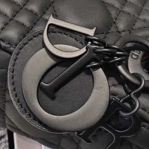 Dior Lady Matte哑光磨砂款三格戴妃包 黑色