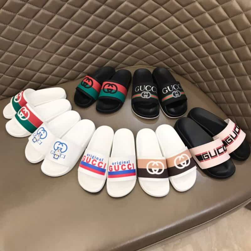 Gucci古驰  GG Blooms印花GG情侣休闲沙滩拖鞋