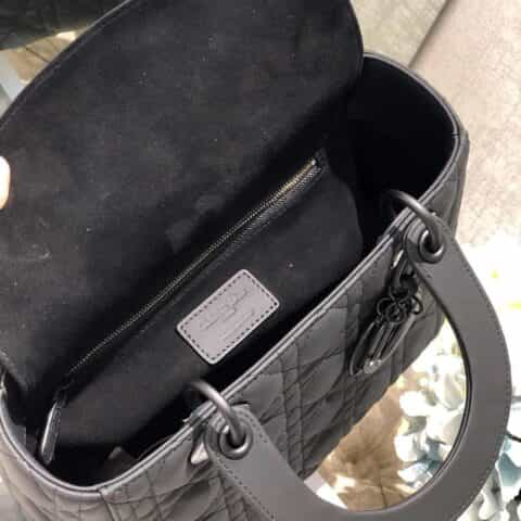 Dior Lady Matte哑光磨砂款五格戴妃包 黑色