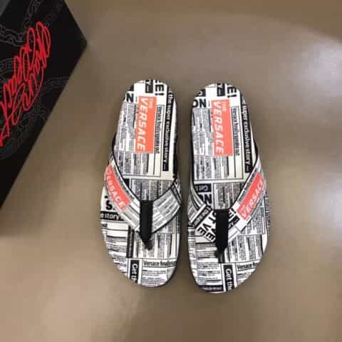 Versace范思哲    鞋面为3D打印牛皮经典男士拖鞋