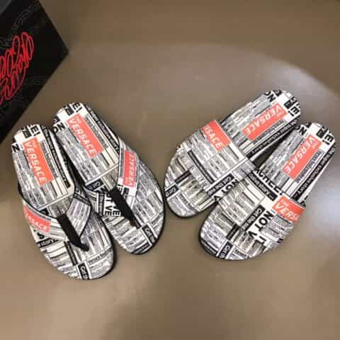 Versace范思哲    鞋面为3D打印牛皮经典男士拖鞋