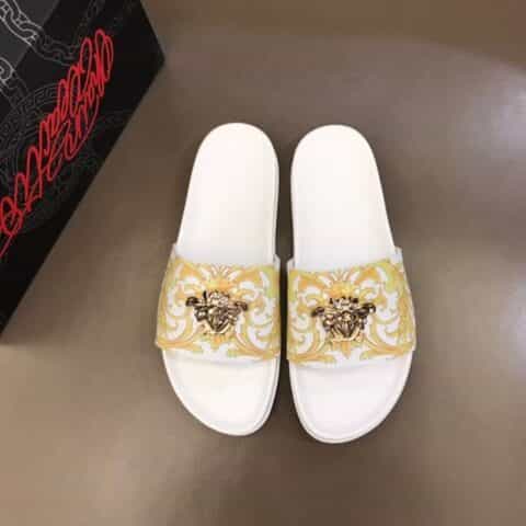 Versace范思哲 鞋面为3D打印牛皮经典男士拖鞋