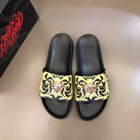 Versace范思哲 鞋面为3D打印牛皮经典男士拖鞋