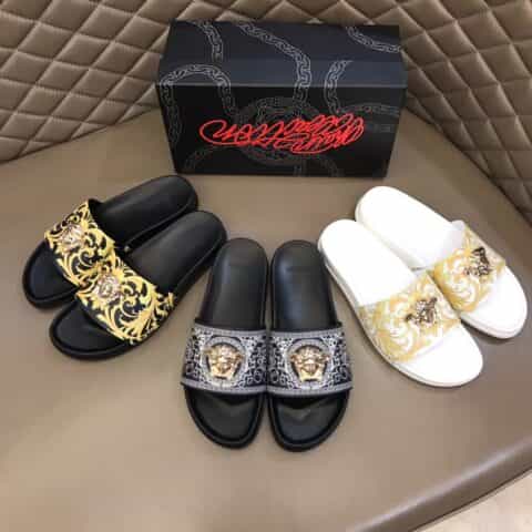 Versace范思哲   鞋面为3D打印牛皮经典男士拖鞋