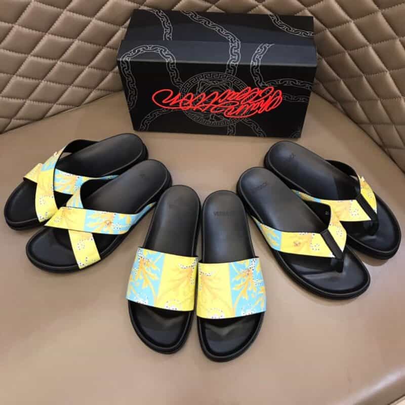 Versace范思哲   鞋面为3D打印牛皮经典男士拖鞋