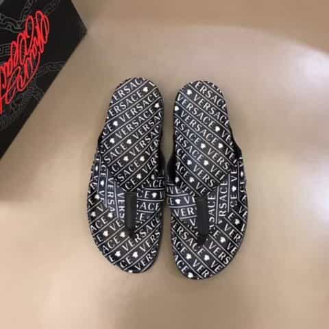 Versace范思哲   鞋面为3D打印牛皮经典男士拖鞋