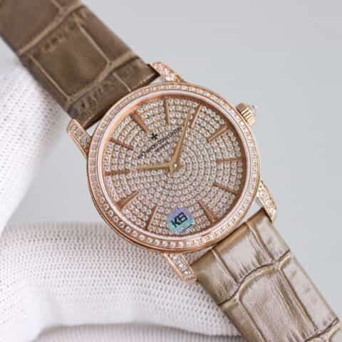  新品江诗丹顿满钻传袭超薄系列-Vacheron Constantin原装进口9015机芯腕表