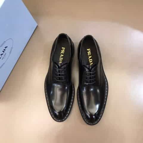 PRADA普拉达   进口头层牛皮原单男士正装商务皮鞋
