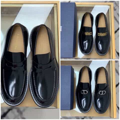 DIOR迪奥   黑色光滑牛皮革精心制作男士乐福鞋