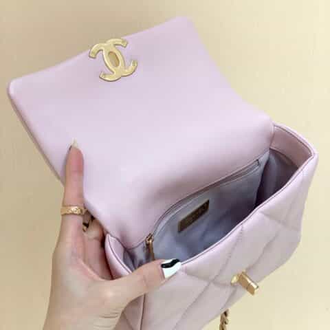 Chanel香奈儿 Flap 19Bag AS1160小号26CM樱花粉色