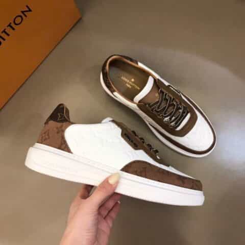 LV/路易威登    采面牛皮拼接印花牛仔帆布Beverly Hills男士运动鞋