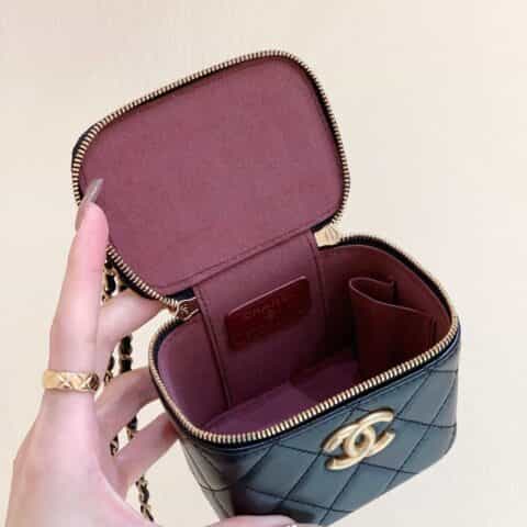 Chanel 高级手工坊双金珠系列盒子斜挎包 AP2292黑色