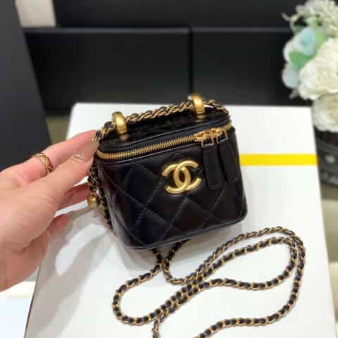 Chanel 高级手工坊双金珠系列盒子斜挎包 AP2292黑色