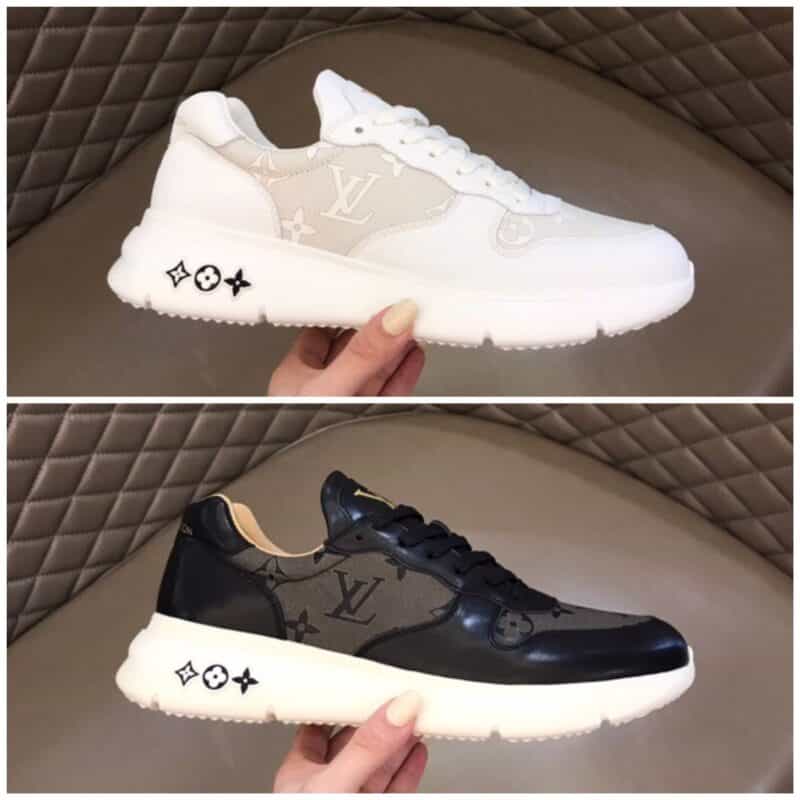 LV/路易威登   黑色/白色牛皮拼接Monogram印花面男士高端休闲运动鞋