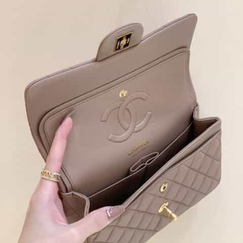 Chanel CF23 Classic flap bag A01113羊皮奶茶色