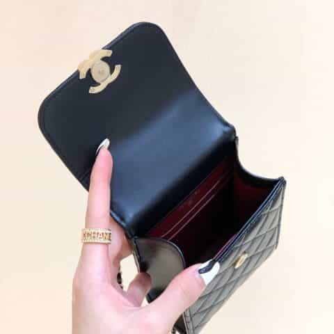 Chanel 2021早秋高级手工坊小金珠系列手机包 AP2291黑色