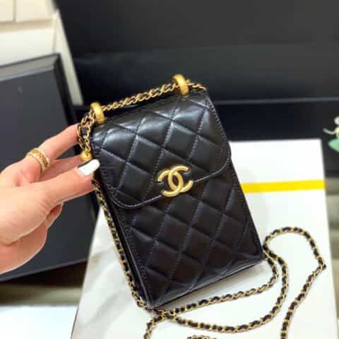 Chanel 2021早秋高级手工坊小金珠系列手机包 AP2291黑色