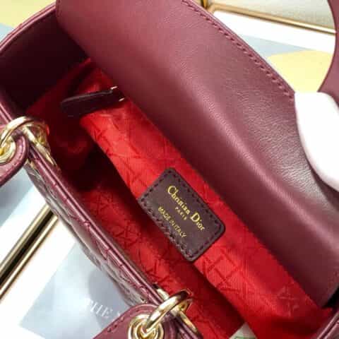 Dior ABC字母款四格戴妃包 2219酒红