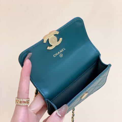 Chanel 2021早秋高级手工坊双金珠系列小方包 AP2290绿色