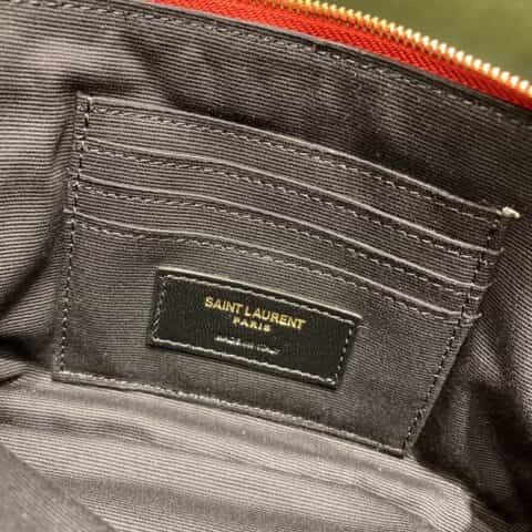 Saint laurent Ysl Becky菱形绗缝双拉链手拿包 608941红色羊皮