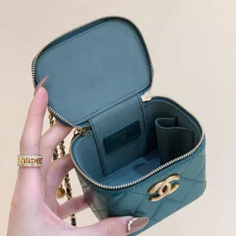 Chanel 高级手工坊双金珠系列盒子斜挎包 AP2292绿色