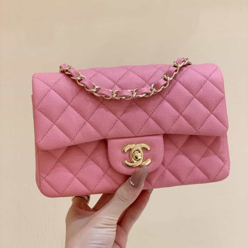 Chanel CF20大mini Classic flap bag A01116牛皮芭比粉