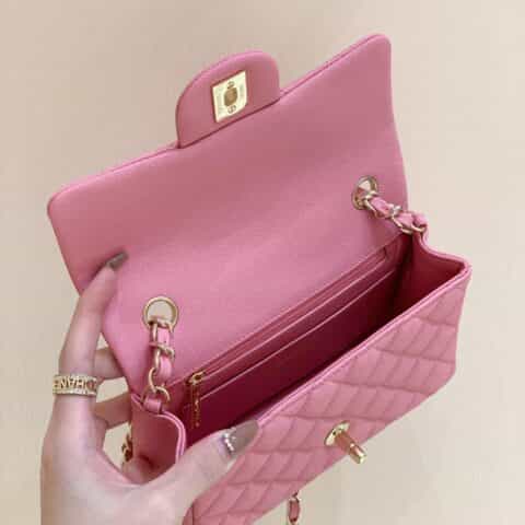 Chanel CF20大mini Classic flap bag A01116牛皮芭比粉