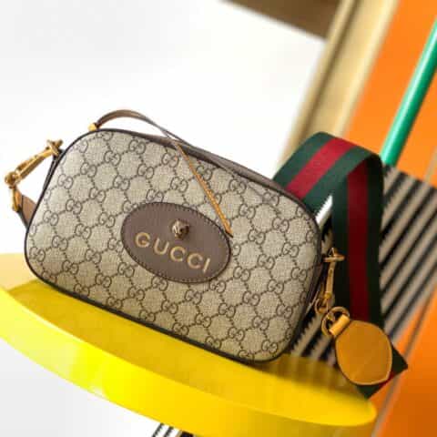 Gucci女包古奇经典双G红绿条肩带虎头相机包单肩斜挎包476466