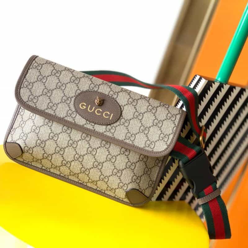 GUCCI/古奇女包 帆布双G单面虎头腰包胸包单肩斜挎包男包493930
