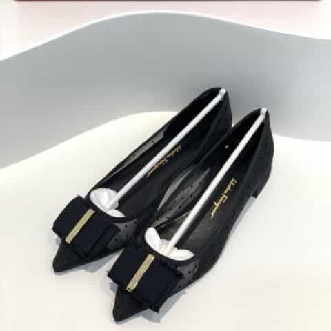 SF salvatore Ferraga*o 菲拉*慕春夏新款波点蕾丝网布面尖头高跟平底芭蕾舞单鞋
