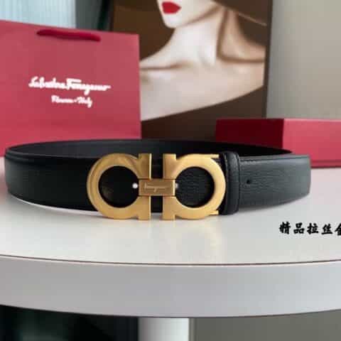 Ferragam菲拉格慕    双面用细腻头层牛皮羊纹理腰带3.5cm
