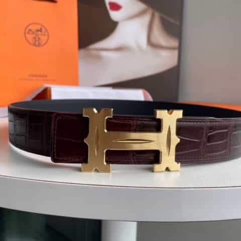 Hermès 爱马仕—Fareest皮带扣&进口牛皮压制鳄鱼纹牛皮腰带38厘米
