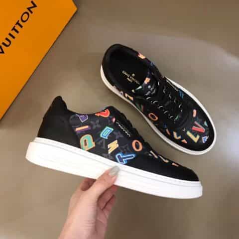 LV/路易威登   牛皮拼接印花牛仔帆布原单级Beverly Hills运动鞋