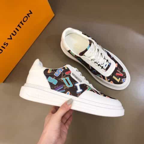 LV/路易威登   牛皮拼接印花牛仔帆布原单级Beverly Hills运动鞋