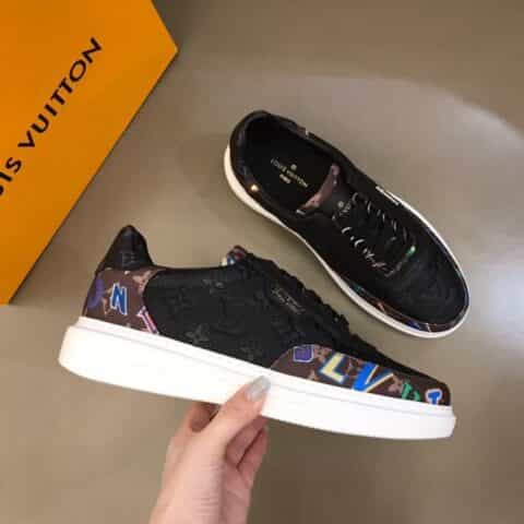 LV/路易威登   牛皮拼接印花牛仔帆布原单级Beverly Hills运动鞋