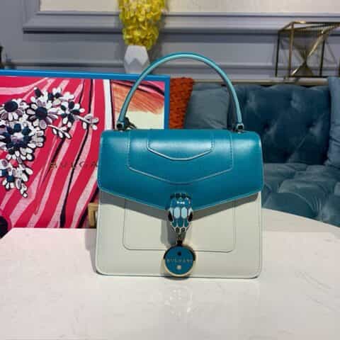 BVLGARI宝格丽玛瑙白和火烈鸟小牛皮手提包38329