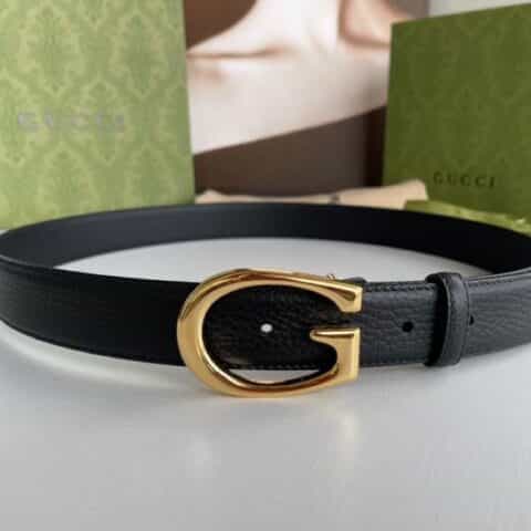Gucci古驰   头层牛皮精致金属字母扣女士3.0cm徽标腰带
