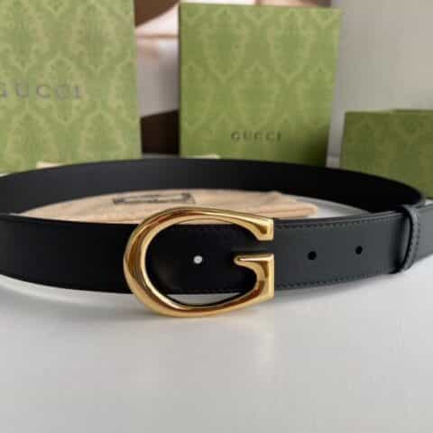 Gucci古驰   头层牛皮精致金属字母扣女士3.0cm徽标腰带